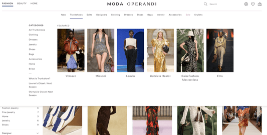 ecommerce store main menu